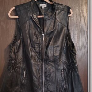 Avenue Black Leather Vest for Women